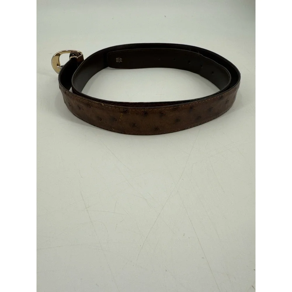 Vero Struzzo Carroll & Co Ostrich Leather‎ Belt Size 44 Cognac Made In Italy